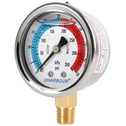 Miniatura 2 de Medidor de presión de agua, medidor de presión de filtro de piscina relleno de glicerina 0-50 PSI/350KPA, dial de 2 pulgadas y montaje inferior NPT