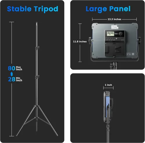 Miniatura 7 de Kit de iluminación de video LED P80 con control de aplicación, panel de luz de video LED RGB de 10 escenas aplicables, iluminación de 60W P80 RGB