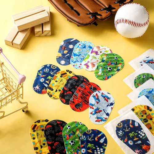Miniatura 6 de Panelee 45 parches adhesivos para los ojos para niños, 9 estilos, parches para los ojos sin látex, almohadilla para los ojos a granel, bloqueo