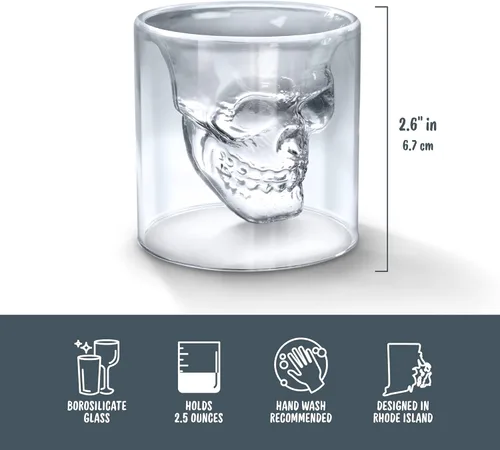 Miniatura 10 de Vaso de chupito de vidrio en forma de calavera Fred & Friends., DOOMED calavera de cristal, N/A, DOOMED
