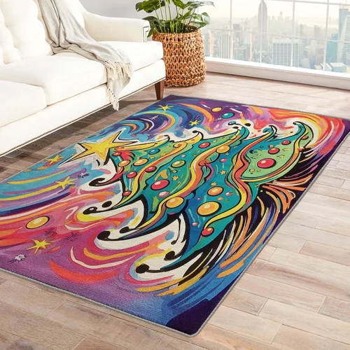Miniatura 15 de Alfombra de oso de 2 x 3 pies, alfombra de Navidad para entrada, sala de estar, dormitorio, alfombra de animales salvajes, decoración de habitación