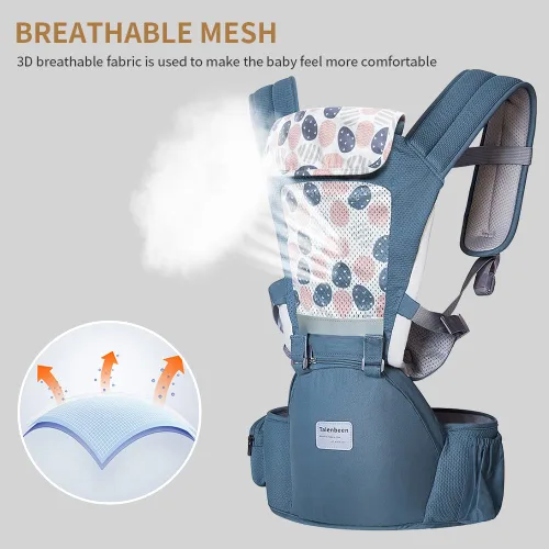 Miniatura 5 de Portabebés 6 en 1 para recién nacidos a niños pequeños, portabebés con asiento de cadera soporte lumbar de 7 a 41 libras, portabebés suave para T