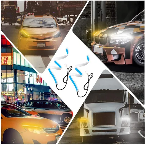 Miniatura 7 de Tira de luces LED para faros exteriores DRL, 2 piezas de 24 pulgadas, impermeables, cortables, flexibles, para correr, luces diurnas, interruptores