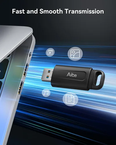 Miniatura 3 de Aiibe 64GB Flash Drive USB 3.0 Thumb Drive USB Drive Memory Stick with LED Indicator Portable Keychain, Black