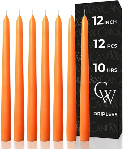Miniatura 37 de CANDWAX Paquete de 12 velas cónicas rojas – Velas rectas sin goteo de combustión lenta sin perfume de 12 pulgadas – Ideal para mesa de comedor – Rojo