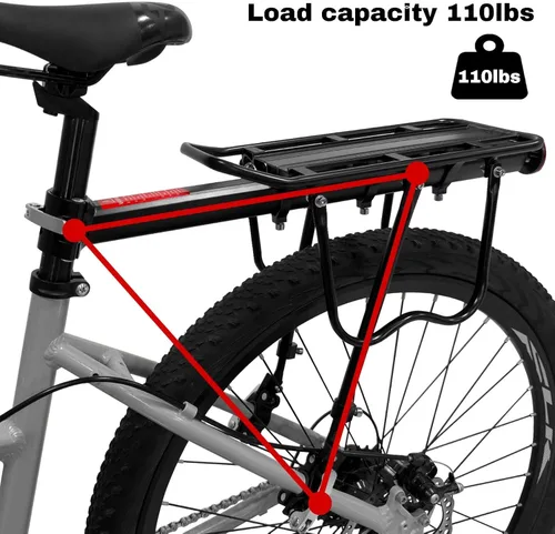 Miniatura 2 de Rear Bike Bicycle Cargo Rack, Aluminum Alloy Rear Bike Pannier Rack for Back of Bike Carrier Rack with Quick Release Mountain Road Bicycle Rear