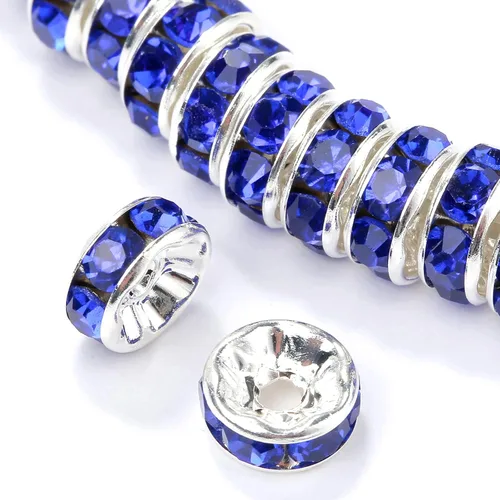 Weebee 100 cuentas espaciadoras Rondelle, cuentas de cristal chapadas en plata, con diamantes de imitación checos, cuentas sueltas para hacer joyas