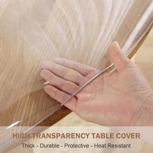 Miniatura 4 de LovePads Protector de mesa redondo transparente de 24 pulgadas, protector de mesa de 2 mm de grosor para comedor, cubierta de mesa impermeable
