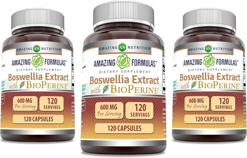 Miniatura 6 de Amazing Formulas - Extracto de boswellia con suplemento de bioperina, 600 mg por porción, cápsulas, sin OMG, sin gluten, fabricado en Estados Unidos