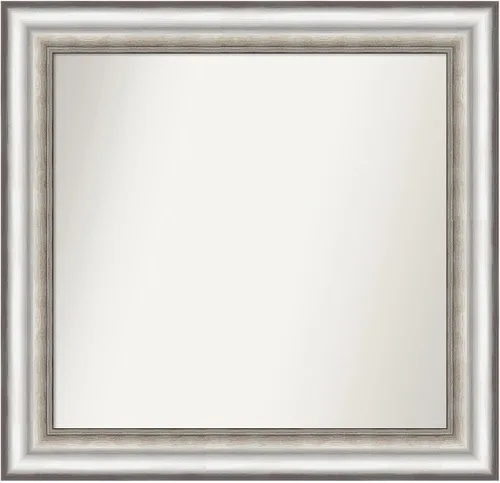 Miniatura 199 de Amanti Art Espejo de baño plateado para sobre el fregadero, 26 x 26 pulgadas, espejo cuadrado de plata antigua, marco de madera tradicional mediano