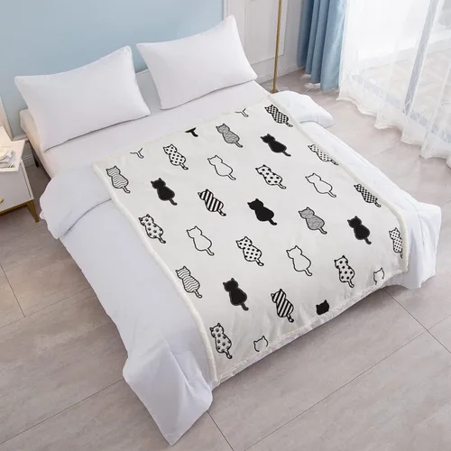 Miniatura 8 de Manta mullida de gato para mujer, manta acogedora de sherpa y gatos, lindas mantas suaves para personas amantes de los gatos, manta de felpa Kawaii