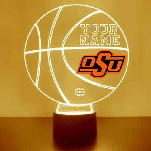 Miniatura 10 de Lámpara de luz nocturna personalizada de la Universidad de Missouri (Mizzou) Tigers con bola de baloncesto y logotipo, letrero LED con control