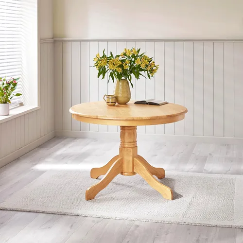 Miniatura 5 de Furniturebox UK Bude - Mesa redonda de madera maciza de 4 asientos, mesa de comedor redonda con pedestal de madera, muebles de comedor clásicos