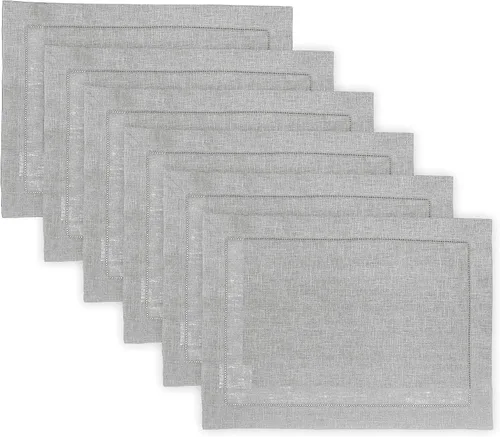 Miniatura 55 de Solino Home Juego de 4 manteles individuales de lino – Manteles individuales clásicos con vainica azul cielo de 14 x 19 pulgadas – manteles 09: Azul