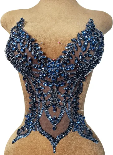 Miniatura 11 de Parches de encaje con cuentas a mano, disfraces, apliques con cristales de diamantes de imitación para manualidades, protege bodas, fiestas
