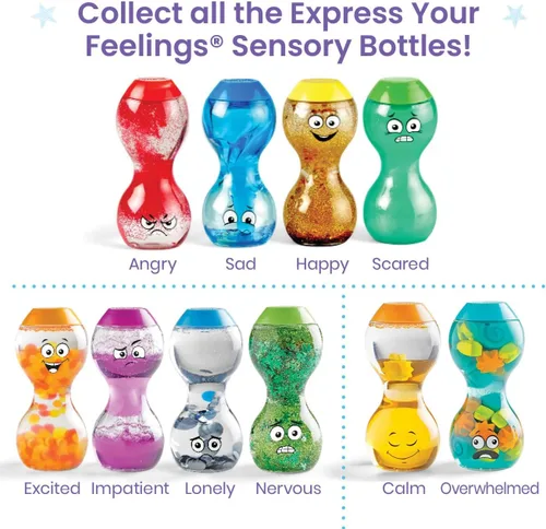 Miniatura 6 de hand2mind Botellas sensoriales de expresa tus sentimientos: emociones primarias, juguetes sensoriales para niños pequeños, juguetes silenciosos