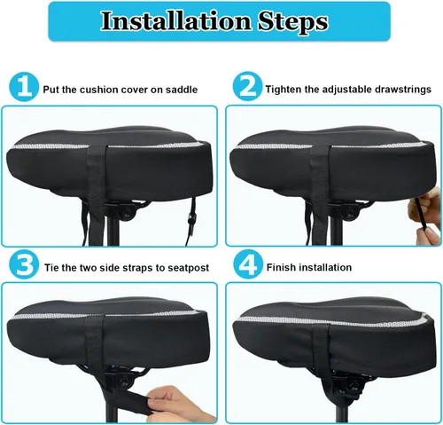 Miniatura 6 de Geronmine Funda de Asiento de Bicicleta de Gel Acolchada Cubiertas de Sillín de Bicicleta para Mujeres y Hombres, Funda de Cojín de Asiento