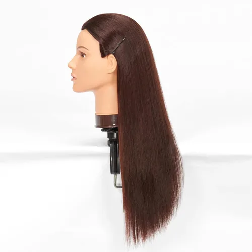 Miniatura 4 de Cabeza de maniquí de 26-28 pulgadas, cabeza de maniquí Yaki de fibra sintética para peluquería y cosmetología, maniquíes, cabeza de práctica
