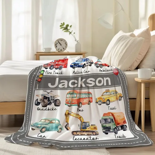 Miniatura 6 de Mantas con nombre personalizado, manta de transporte personalizada, manta de automóvil ultrasuave para niños y niñas, regalo de 40 x 50 pulgadas