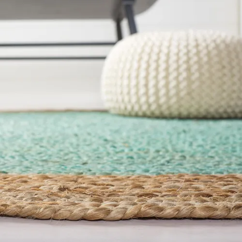 Miniatura 4 de SAFAVIEH Natural Fiber Collection - Alfombra ovalada, 2 pies 6 pulgadas x 4 pies, ovalada, azul aguamarina y marrón natural, yute hecho a mano