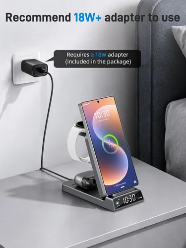 Miniatura 7 de Cargador inalámbrico para Samsung, estación de carga inalámbrica 3 en 1 para Samsung Galaxy S26/25/24Ultra/Z Flip 7/6/5, cargador de reloj rápido