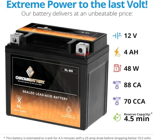 Miniatura 3 de Batería de motocicleta YTX5L-BS de alto rendimiento, libre de mantenimiento, sellada con AGM