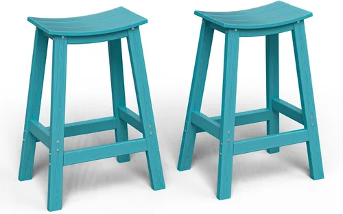 Miniatura 14 de nevilywood Adirondack - Juego de 5 sillas altas de bar, juego de 4 sillas de bar Adirondack con mesa, muebles de patio de polietileno de alta Teca