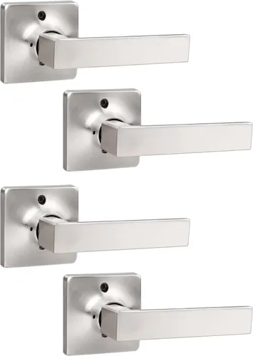 Miniatura 22 de Mengico Paquete de 1 manija de puerta de paso interior negro mate, mango resistente sin bloqueo para puertas de armario y pasillo, reversible