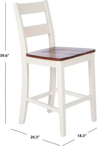 Miniatura 3 de SAFAVIEH Home Collection Yuri Taburete blanco y natural de 24 pulgadas (juego de 2)