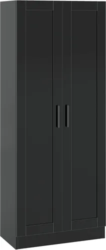 Panana Gabinete de almacenamiento de madera, gabinetes estrechos de despensa, gabinete de almacenamiento alto con 2 puertas y estantes (negro)