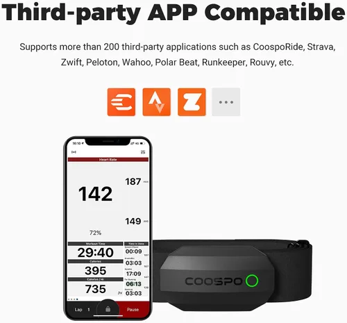Miniatura 3 de COOSPO Bluetooth Heart Rate Monitor Chest Strap H808S, ANT+ BLE HR Monitor Chest, HRM IP67 Waterproof, 300H
