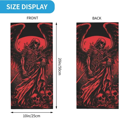 Miniatura 3 de HERRECX grim reaper skull angel demon skeleton red Neck Gaiter Face Cover Scarf Balaclava Bandana for Women Men Gaiter Mask for Motorcycle Cycling