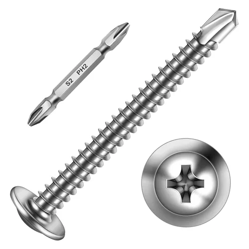 Miniatura 15 de Mywish 200 tornillos autorroscantes negros #10 × 1 pulgada para metal, 410 tornillos de metal negro de óxido de tornillo de acero inoxidable