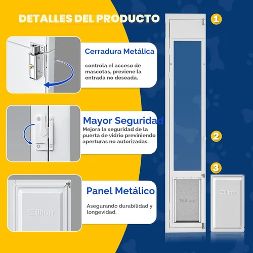 Miniatura 6 de Puerta grande para perros para puerta de vidrio deslizable, puerta para mascotas que se puede abrir para puertas de vidrio deslizables, todo