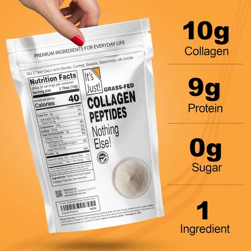 Miniatura 5 de It's Just! - Péptidos de colágeno, proteína en polvo, 40 onzas, colágeno de ganado alimentado con pasto (bovino)