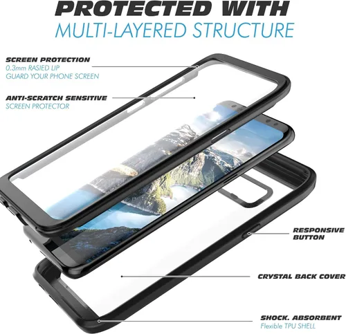 Miniatura 3 de Funda para Samsung Galaxy S8, carcasa de cuerpo completo con protector de pantalla integrado, delgado, transparente, absorbente de golpes, a prueba