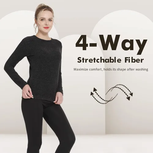 Miniatura 13 de MANCYFIT Tops térmicos para mujer, camisa con forro polar, manga larga, capa base, cuello en V