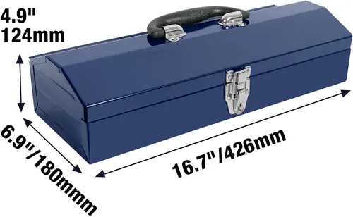 Miniatura 3 de TCE ATB102U Torin 16" Hip Roof Style Caja de herramientas de acero portátil con cierre de pestillo de metal, azul