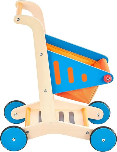 Miniatura 4 de Carrito de compras de madera para niños Hape galardonado Multi, L: 16.9, W: 11.8, H: 19.8 pulgadas, Multi, Carrito de compras de juguetes