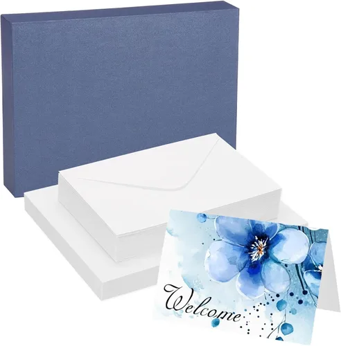 PATIKIL 25 juegos de tarjetas de acuarela de algodón puro de 140 libras/300 GSM, postales con sobres para pintura artística, notas de agradecimiento