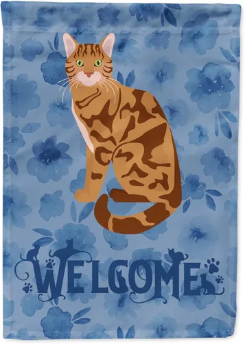 Miniatura 75 de Caroline's Treasures CK5047CHF Ojos Azules - Bandera de bienvenida con diseño de gato para casa de porche, grande, para colgar en la pared
