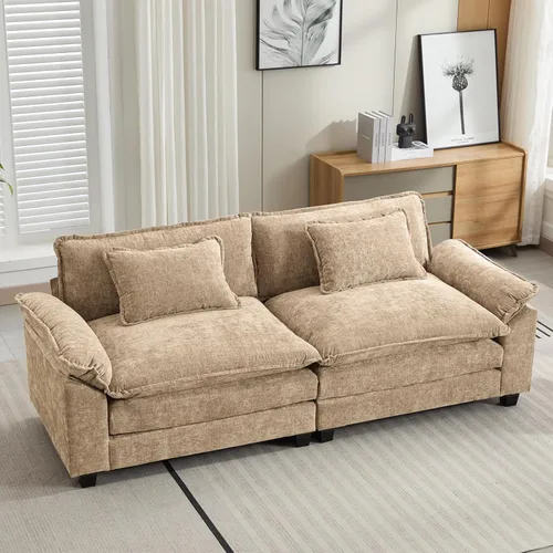 Miniatura 84 de Oprisen Sofá Seccional Modular, Cómodo Cloud Couch Sofá Seccional, Sofá Cama de Chenilla con Asiento Profundo con Almohadas Decorativas para Sala
