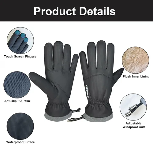 Miniatura 3 de Guantes de esquí impermeables de invierno para hombres y mujeres, resistentes al viento, para pantalla táctil, guantes de nieve, clima frío y cálido