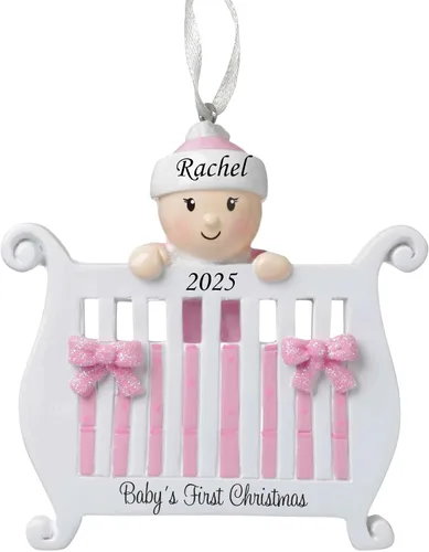 Adorno de la primera Navidad del bebé 2025 – Recuerdo personalizado de las fiestas – Adorno personalizado de mi primera Navidad para bebé y nieto –