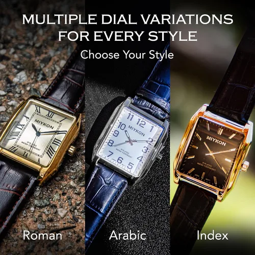 Miniatura 9 de Miykon Vintage Watches for Men – Classic Tank Square Analog Watch with Genuine Leather Wrist Strap, Mens Dress Watches – Japanese Quartz, Waterproof