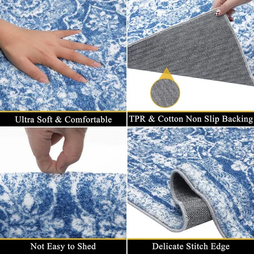 Miniatura 4 de Vaukki - Alfombra de pasillo, suave y peluda, alfombra antideslizante lavable, para lavandería, cocina, granja, baño, entrada y dormitorio