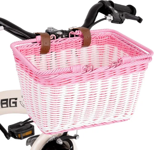 Miniatura 14 de Cesta de bicicleta para niños, canasta delantera para bicicleta para niños, pequeña cesta de mimbre para niños y niñas, cesta pequeña de mimbre