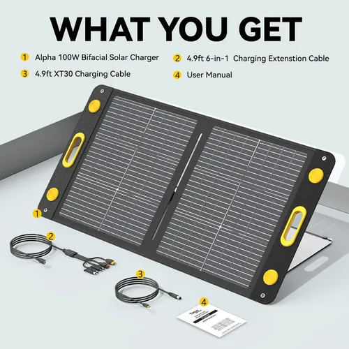 Miniatura 9 de Panel solar portátil bifacial de 100 W, panel solar plegable resistente a la flexión de 100 vatios 22 V, cargador solar monocristalino para estación
