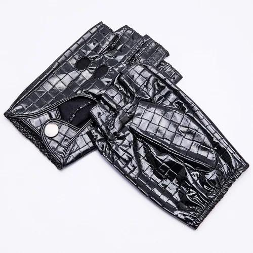 Miniatura 3 de YISEVEN Guantes de cuero sin dedos para conducir en motocicleta sin forro