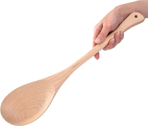 Miniatura 9 de Cuchara grande de madera para cocinar, cuchara grande de madera de 17 pulgadas para olla profunda, cuchara de esquina gigante de madera de acacia
